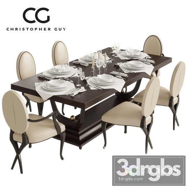 Christopherguy Fontaine Dining Set 3dsmax Download - thumbnail 1