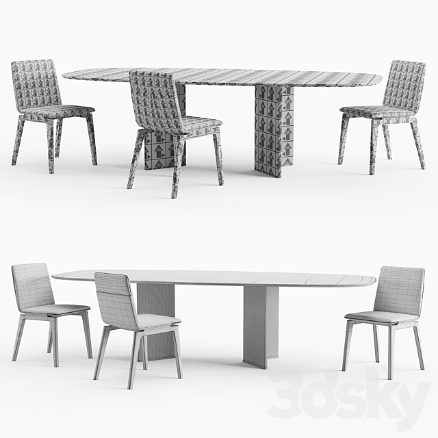 Cierre Imbottiti Marlon chair and Wings table 3DSMax File - thumbnail 5