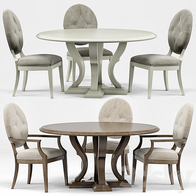 Clarke Oval Dining Chair. Michaela Round Dining Table 3DSMax File - thumbnail 1