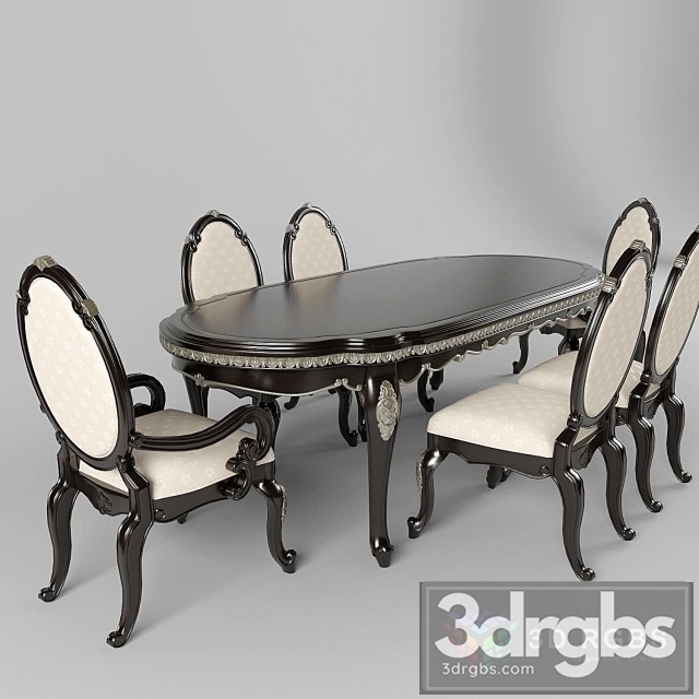 Classic Table and Chair Dining 3dsmax Download - thumbnail 1