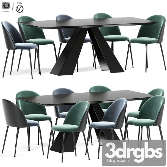 Cloyd upholstered side chair table 2 3dsmax Download - thumbnail 1