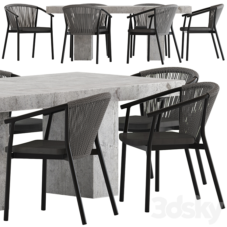 Coco Republic Abbott Dining Table and Marco Chair 3DS Max - thumbnail 2