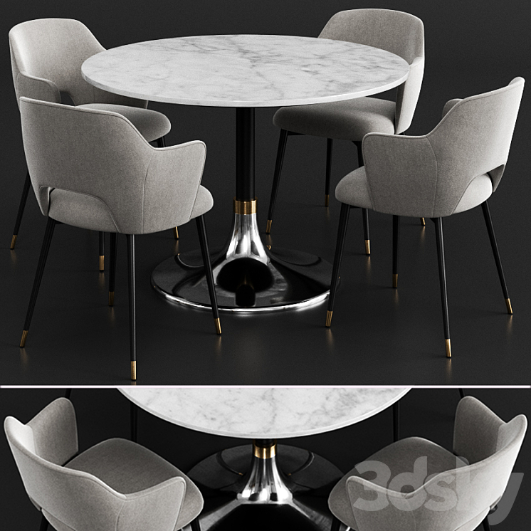 Coco Republic & CB2 Dinning Set 3DS Max - thumbnail 1