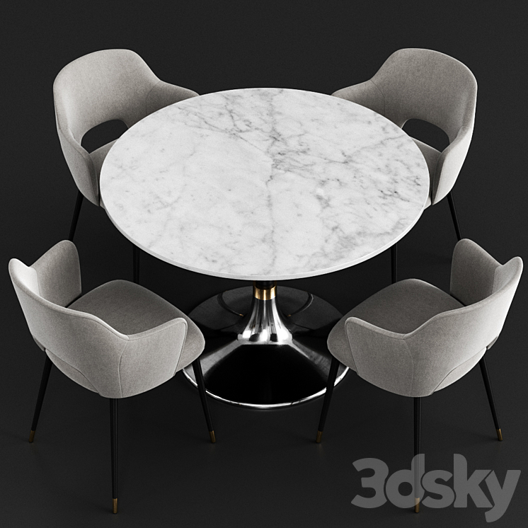 Coco Republic & CB2 Dinning Set 3DS Max - thumbnail 2