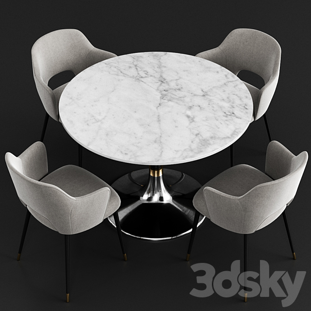 Coco Republic & CB2 Dinning Set 3DSMax File - thumbnail 2