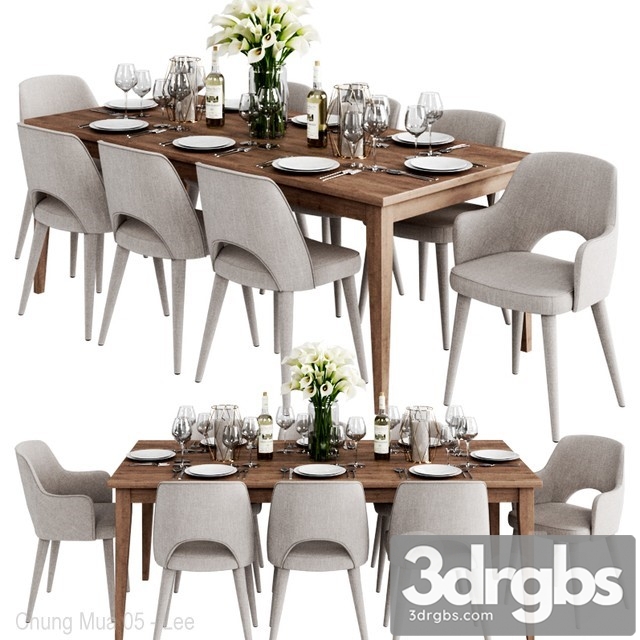 Coco Republic Dinning Set 3dsmax Download - thumbnail 1