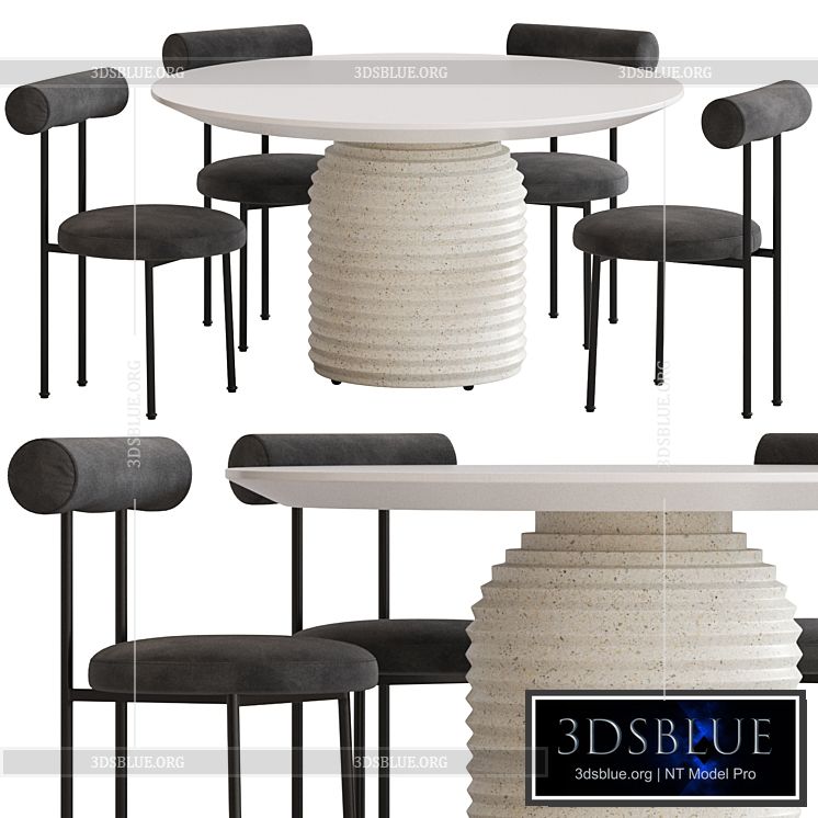 Coco Republic Gothenburg Dining Chair and Mueller Table 3DS Max - thumbnail 3