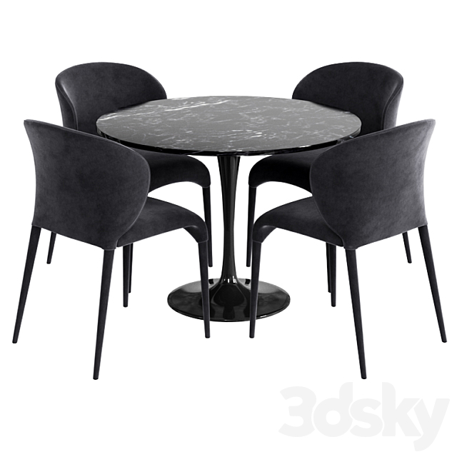 Coco Republic & Knoll Dinning Set 3DS Max Model - thumbnail 2