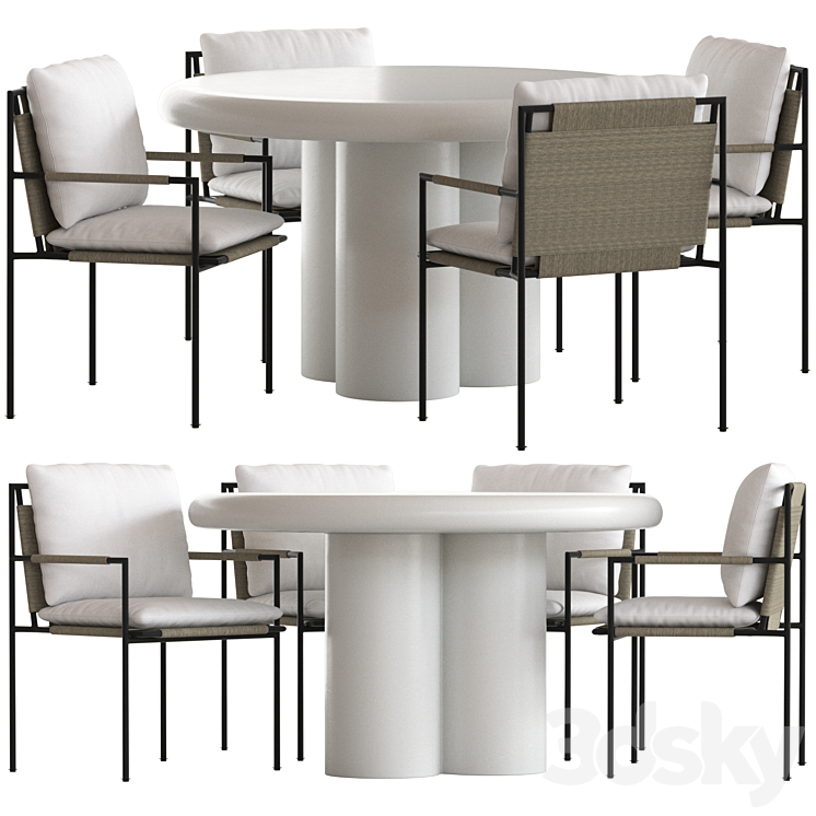 Coco Republic Malmo Chair and Anchorage Table 3DS Max - thumbnail 1