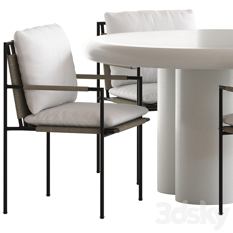 Coco Republic Malmo Chair and Anchorage Table 3DS Max - thumbnail 2