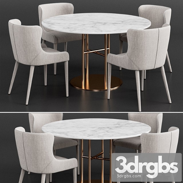 Coco Republic Markson Dining Chair Flex Dining Table 3dsmax Download - thumbnail 1