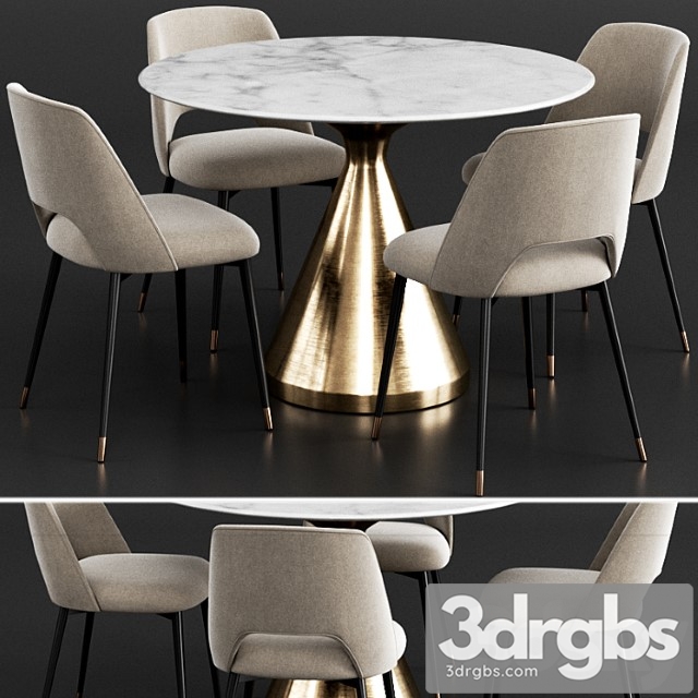 Coco republic & west elm dinning set 2 3dsmax Download - thumbnail 1