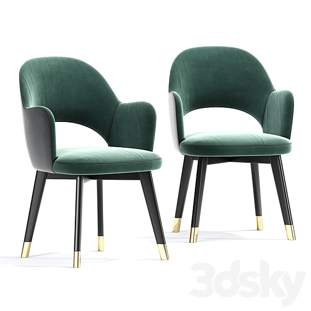 Colette Baxter Arm Dining Chair Set 3DS Max Model - thumbnail 4