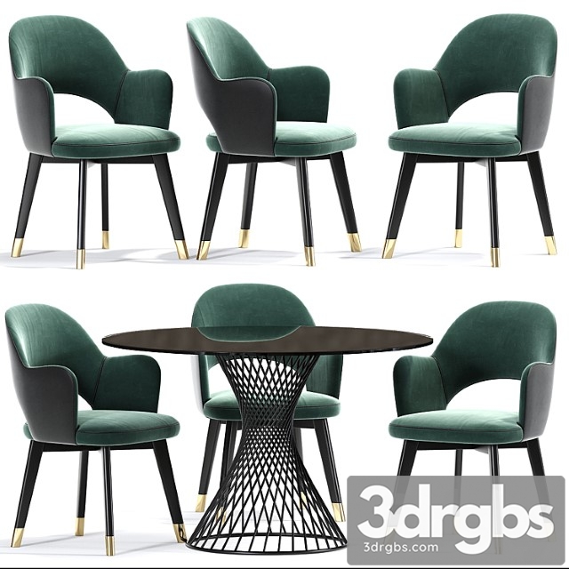 Colette Baxter Arm Dining Chair Set 3dsmax Download - thumbnail 1