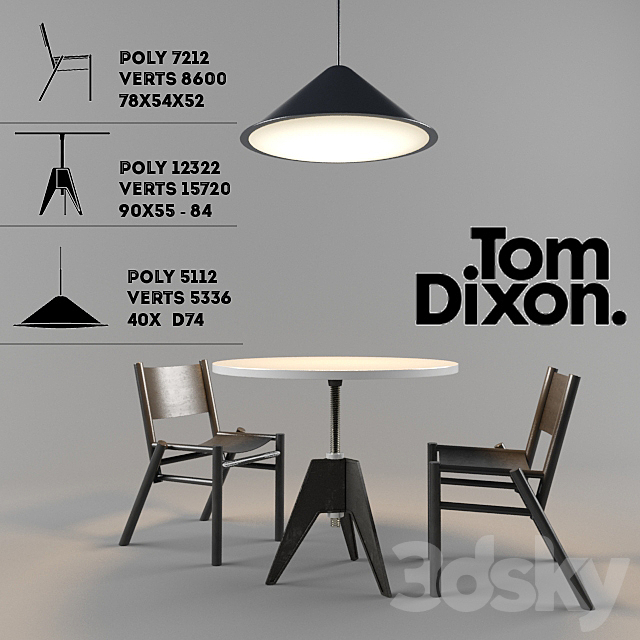 Cone Light. Table Large Screw Peg Chair Black 3DSMax File - thumbnail 1