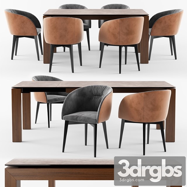 Connubia calligaris sigma dining table Rosie soft armchair 2 3dsmax Download - thumbnail 1