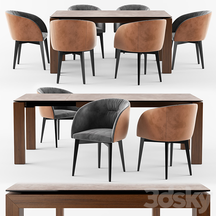 Connubia Calligaris Sigma Dining Table_ROSIE SOFT armchair 3DS Max - thumbnail 1