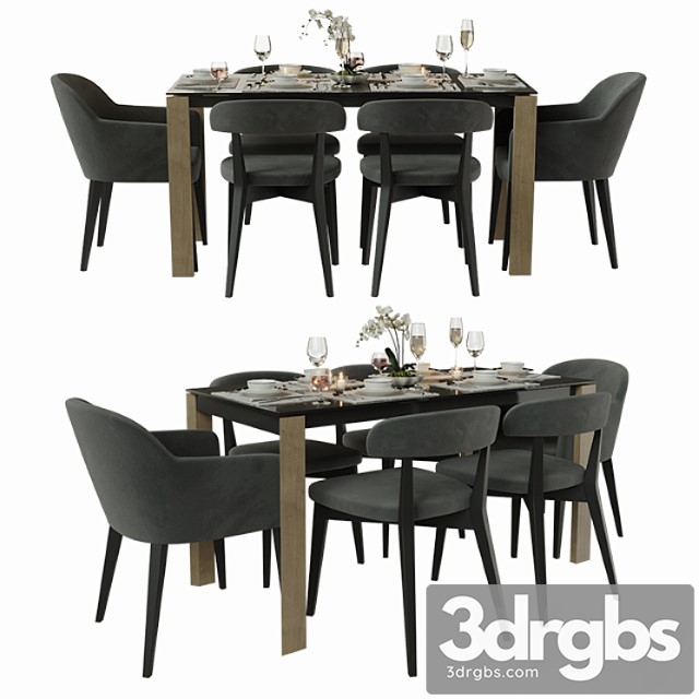 Connubia calligaris table with chairs 2 3dsmax Download - thumbnail 1