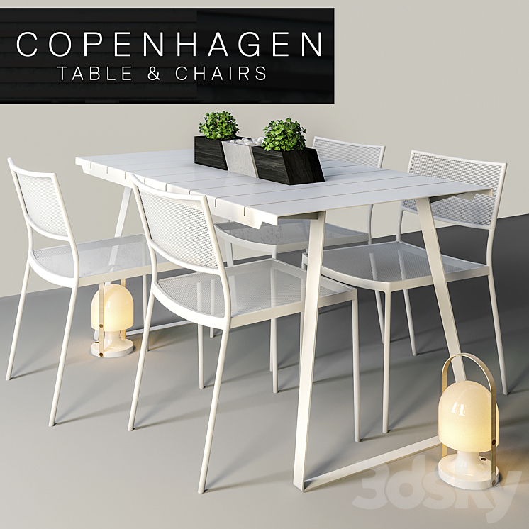 Copenhagen Chairs & Table 3DS Max - thumbnail 1