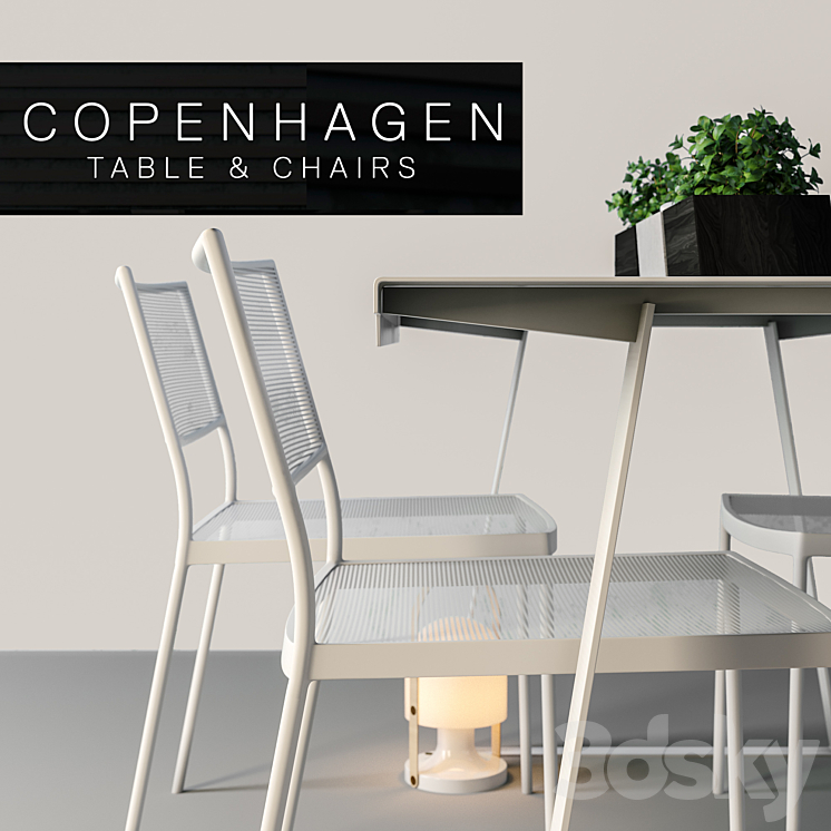 Copenhagen Chairs & Table 3DS Max - thumbnail 2