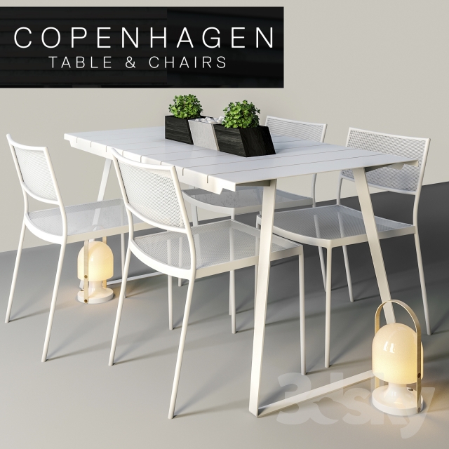 Copenhagen Chairs & Table 3DS Max - thumbnail 3