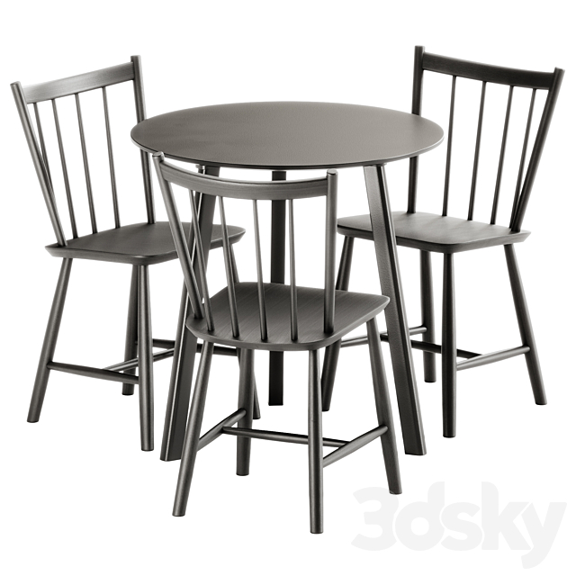 Copenhague Deux CPH 220 Table and J41 Chair by Hay 3DS Max Model - thumbnail 2