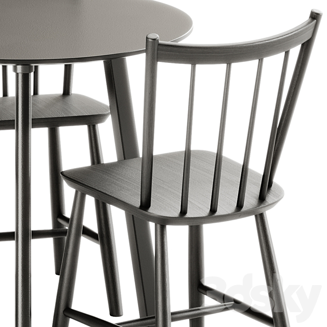 Copenhague Deux CPH 220 Table and J41 Chair by Hay 3DS Max Model - thumbnail 3