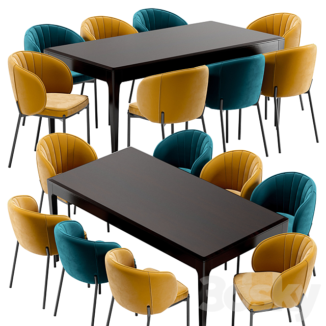 Coral dining chair and Brooklyn table 3DSMax File - thumbnail 3