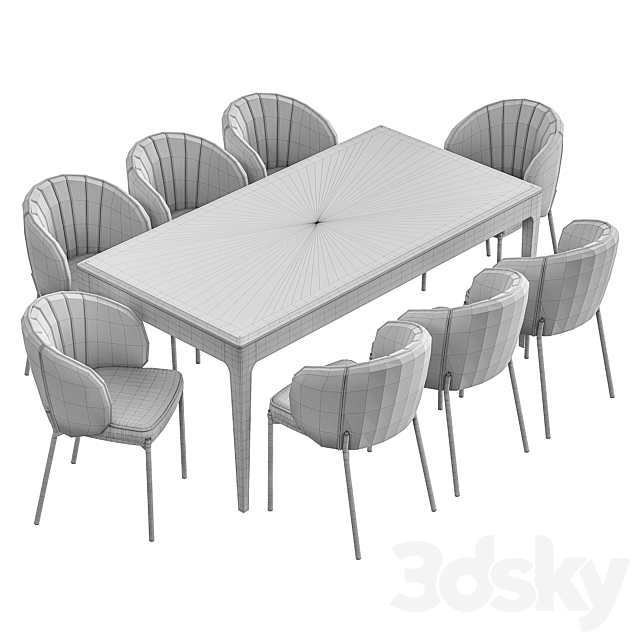 Coral dining chair and Brooklyn table 3DSMax File - thumbnail 7