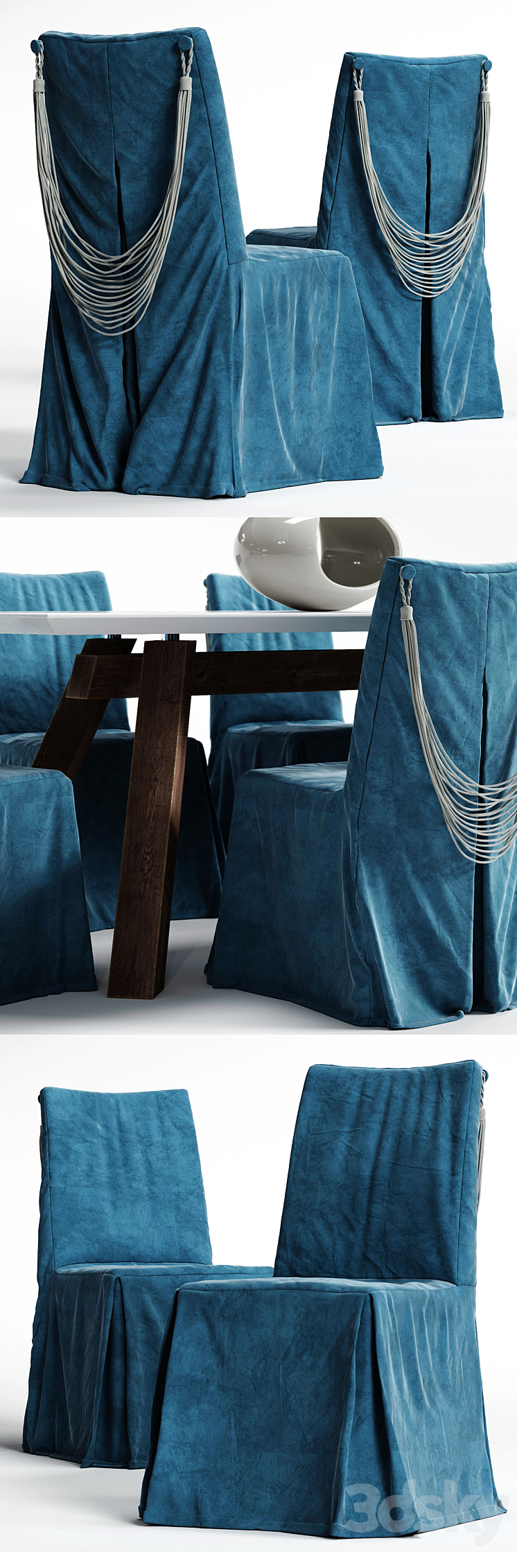 Corte ZARI Chair and SOHO Table 3DS Max - thumbnail 2