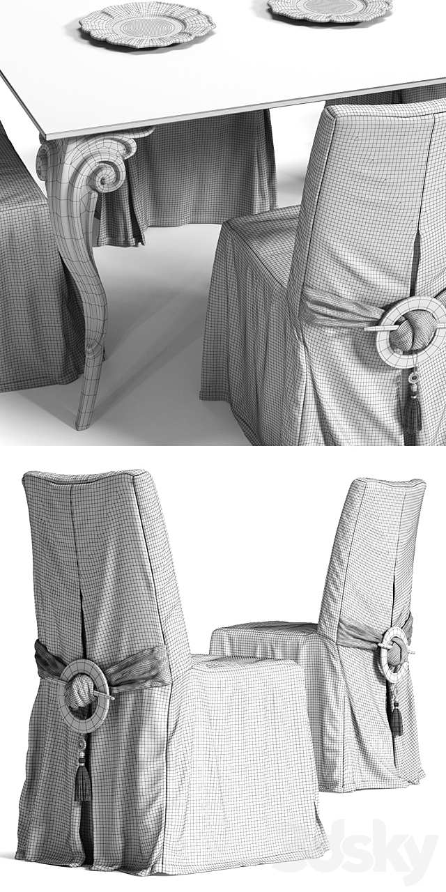 Corte ZARI Chair & ANTARES Table 3DS Max Model - thumbnail 3