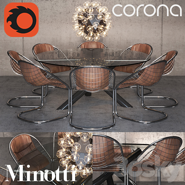 Cortina Chair and Van Dyck 3ds Max - thumbnail 1