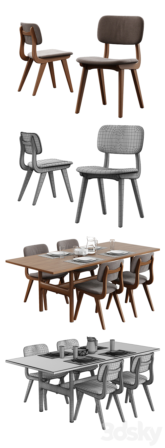 Cosmo _ Trestle Table + Civil Chair 3DS Max Model - thumbnail 2