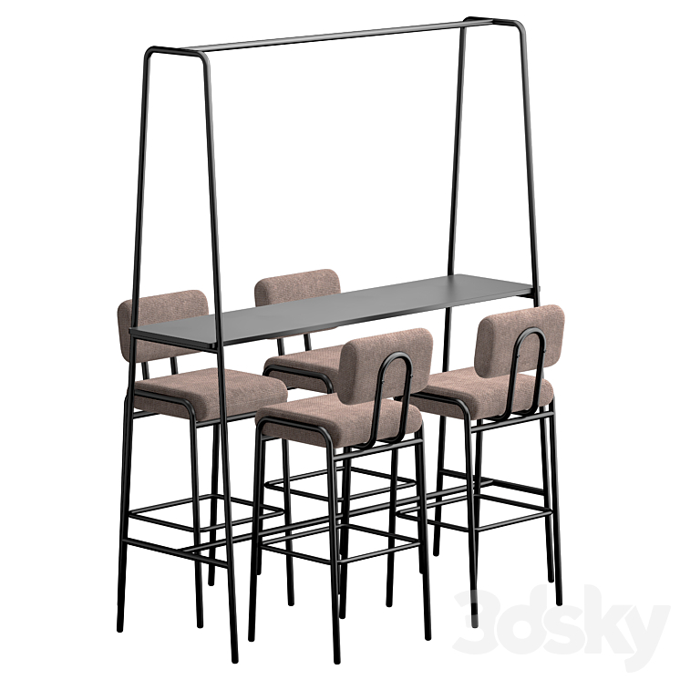 Cosmo Bar Stool and Table 2 3DS Max - thumbnail 1