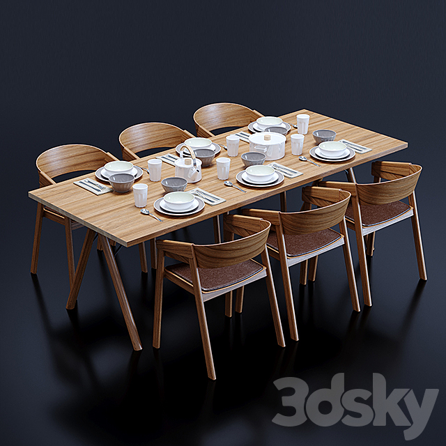 Cover chair Split table Muuto Design 3DS Max Model - thumbnail 3