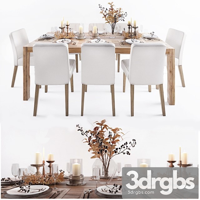 Crate And Barrel And Restoration Hardware Dining Room 1 3dsmax Download - thumbnail 1