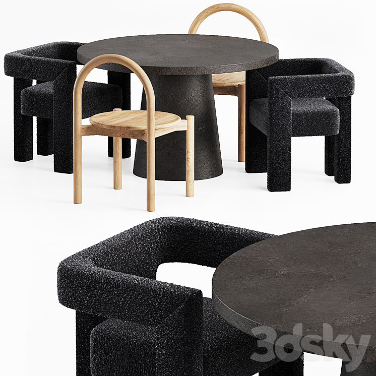 Crate and Barrel Dining set 3DS Max - thumbnail 1