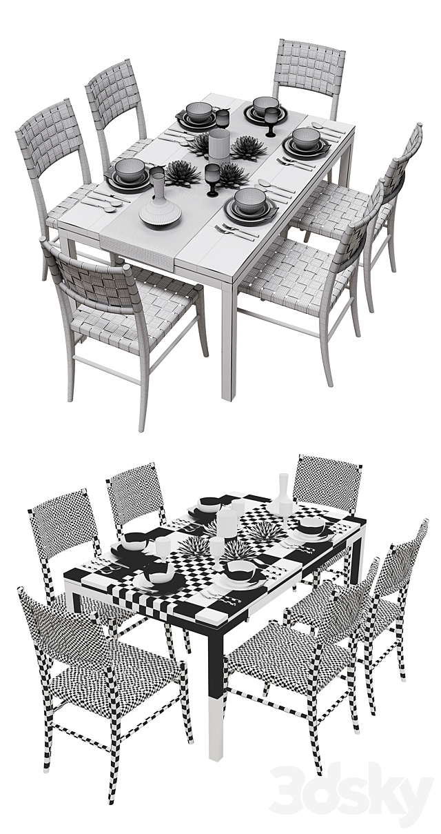 Crate and Barrel Dining Table 3DSMax File - thumbnail 3