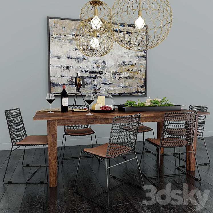 Crate & Barrel Dining Room 3DS Max - thumbnail 1