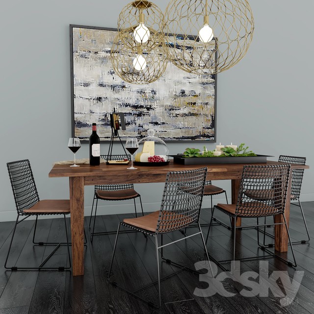 Crate & Barrel Dining Room 3DS Max - thumbnail 3