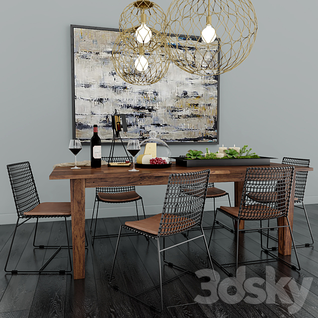 Crate & Barrel Dining Room 3DSMax File - thumbnail 1