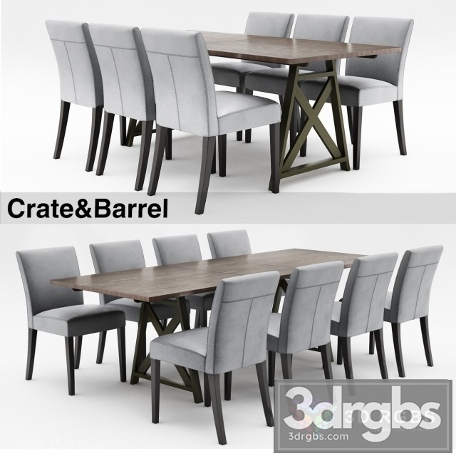 Crate Barrel Table and Chair 3dsmax Download - thumbnail 1