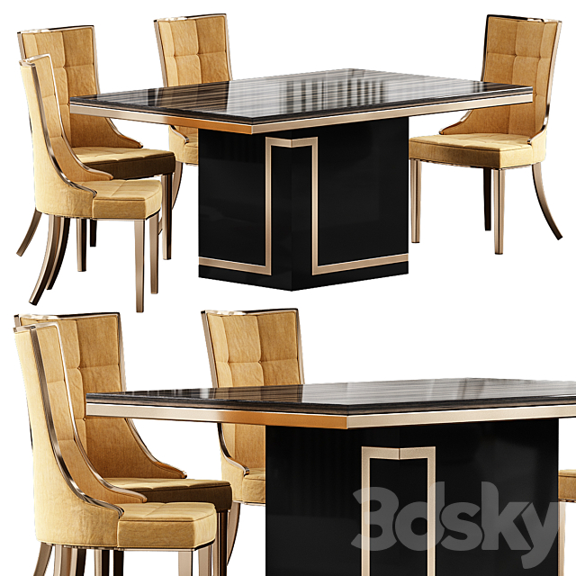 Cream marble dining table 3DSMax File - thumbnail 1