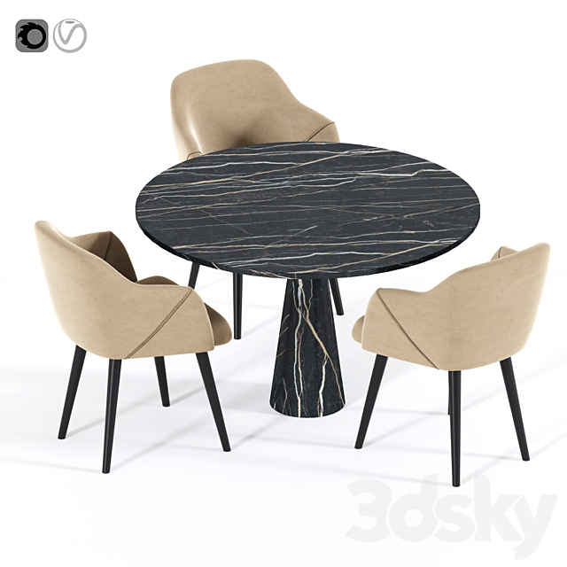 Creggan Upholstered Dining Chair Table 3DSMax File - thumbnail 2