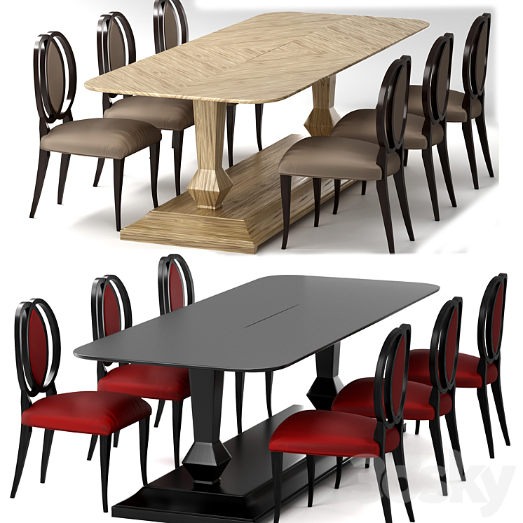 Cristaux table Sidonie chair Christopher Guy 3DS Max - thumbnail 1