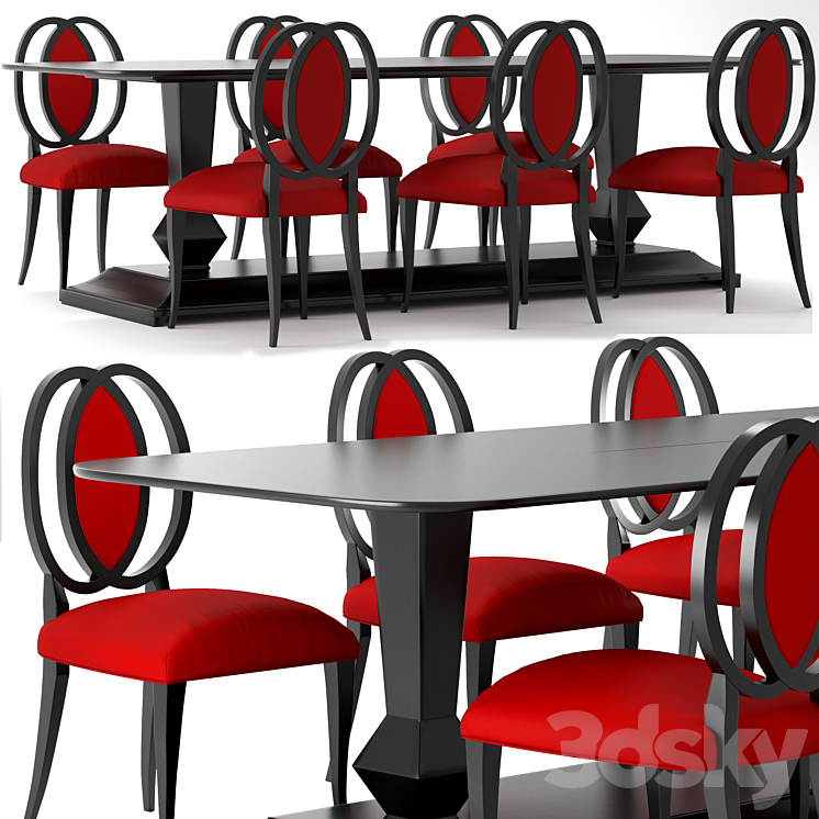 Cristaux table Sidonie chair Christopher Guy 3DS Max - thumbnail 2