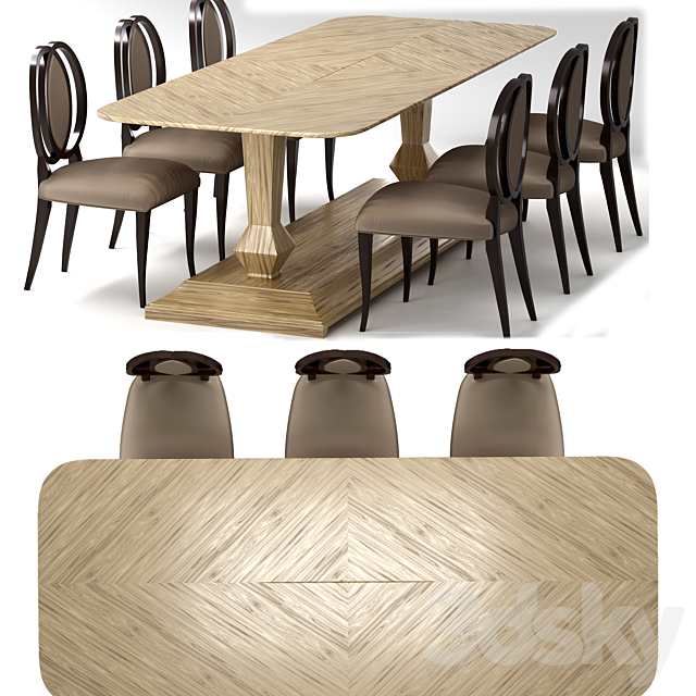 Cristaux table Sidonie chair Christopher Guy 3DSMax File - thumbnail 3