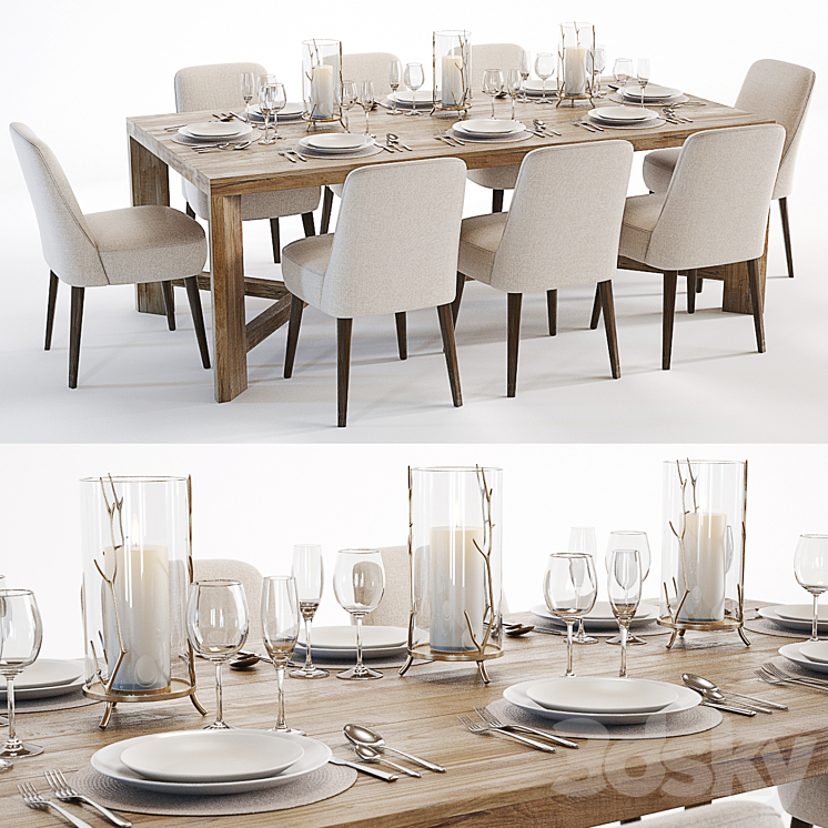 Curations Limited Gernoble & Torino table set 3DS Max - thumbnail 1