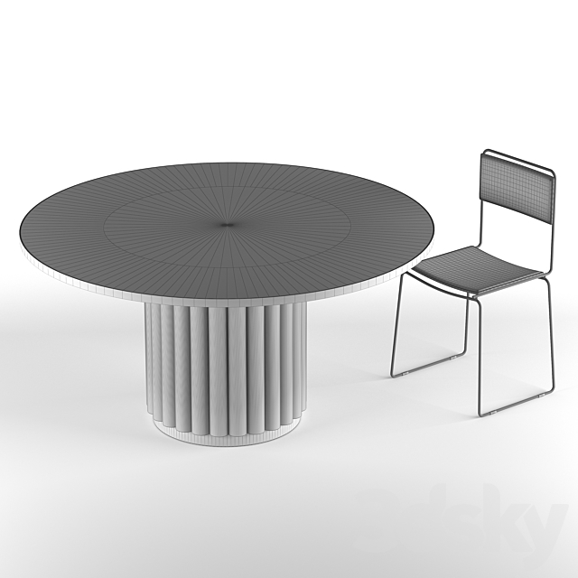 Cyber Dining Table and Chair 3DSMax File - thumbnail 3