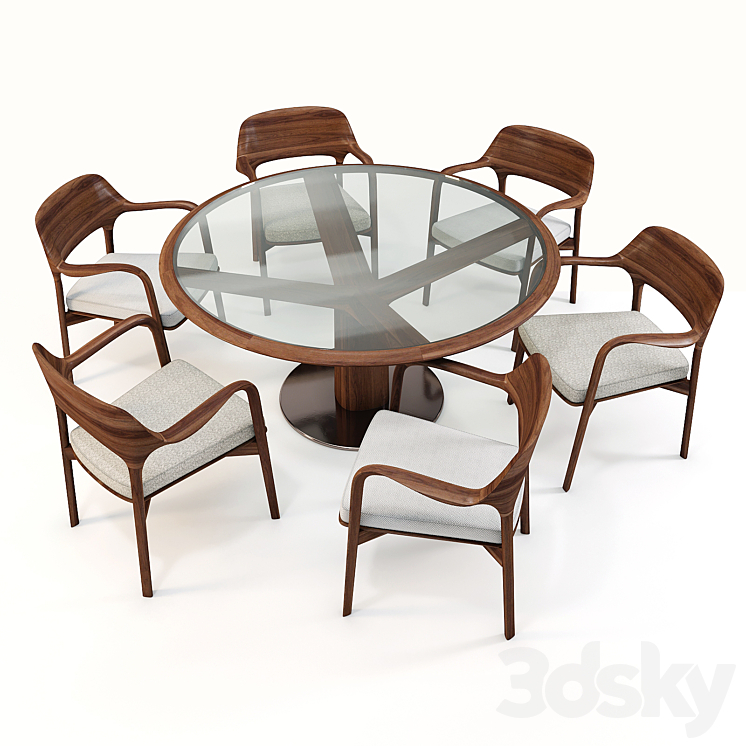 Daining Table Porada – Trunk and ArmChair Porada – Ella 3DS Max Model - thumbnail 1